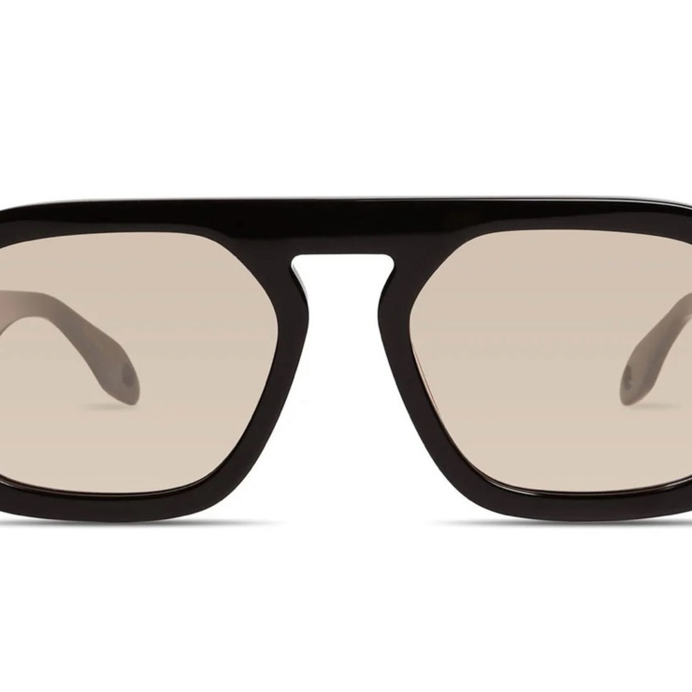 Elisa Johnson Glossy Black Jane Sunglasses with light brown lenses